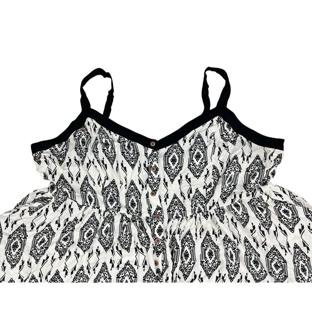 Torrid Midi Slub Button Front Sundress Geo White … - image 4